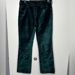 Free People Green Velour Velvet Straight Pants Size 25